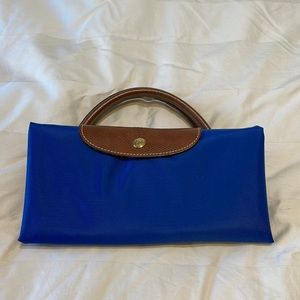 Large Blue Longchamp Foldable Weekender Bag